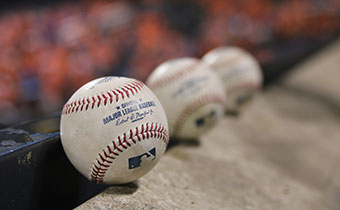 closeup of baseballs