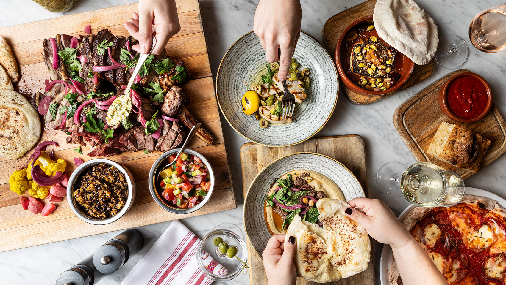 Selection of dishes at Tre Rivali