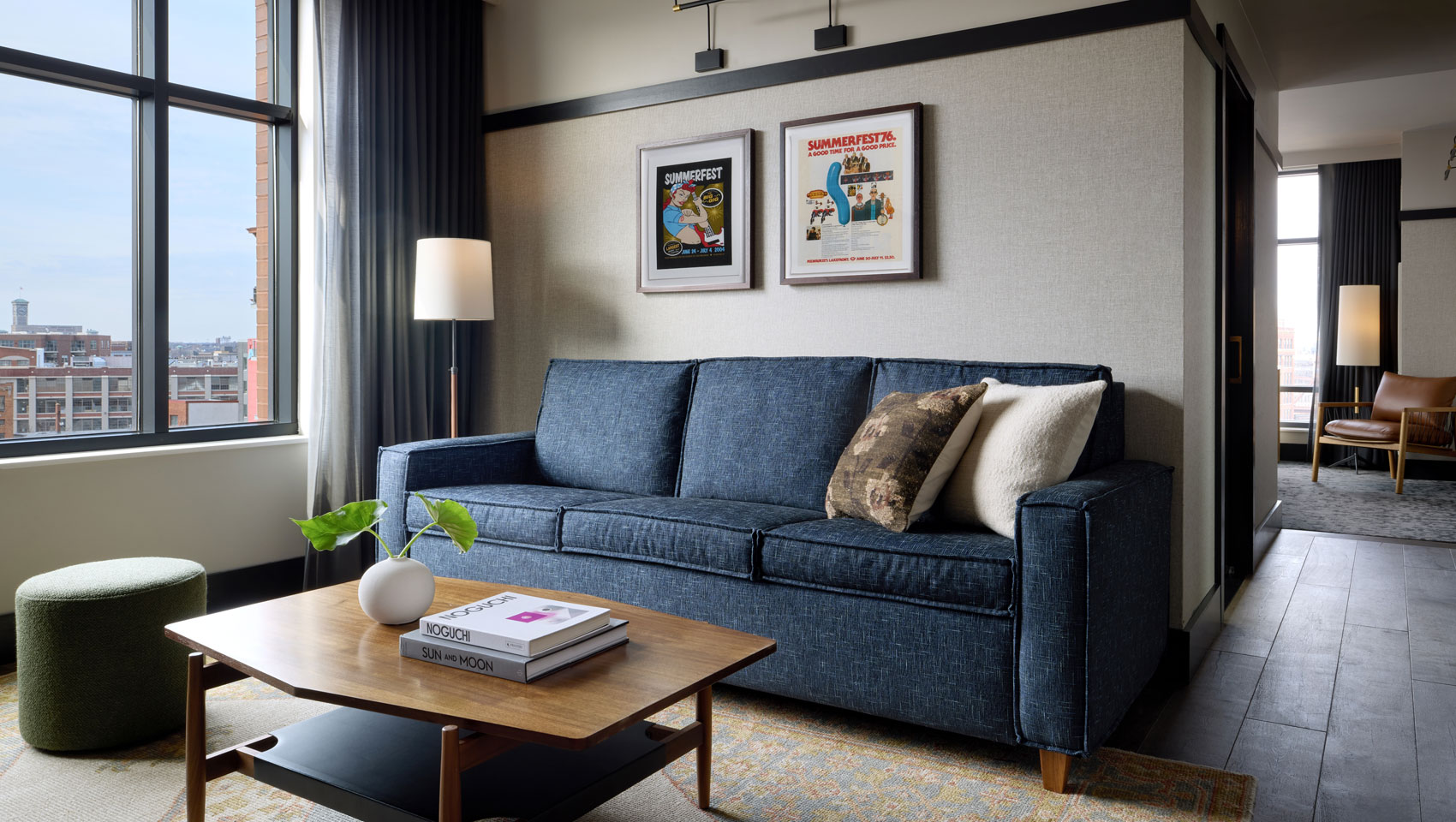 King Suite sofa at Kimpton Journeyman Hotel