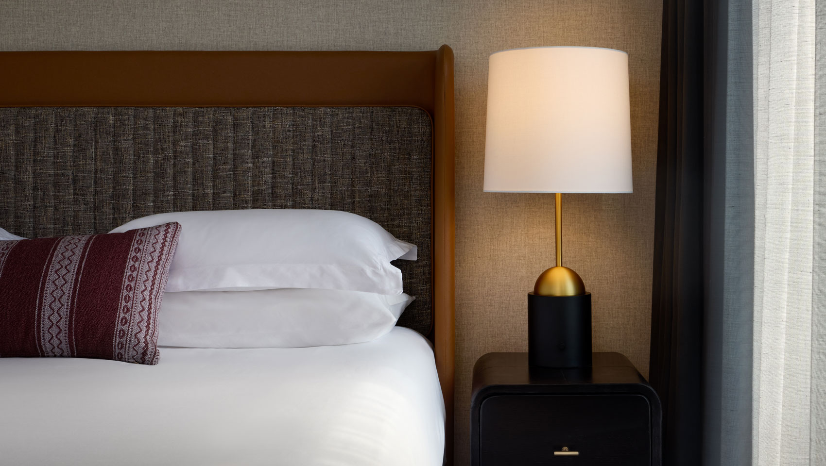 Guestroom bed close up